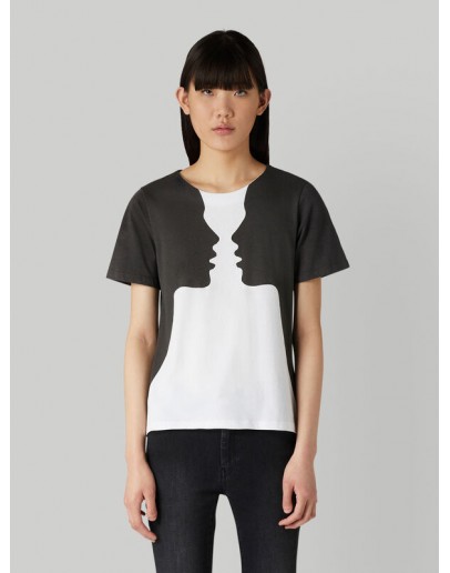 Cotton T-shirt with colour-block print
