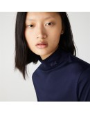Lacoste women's blouse monochrome with high neckline Blue