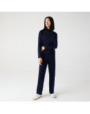 Lacoste women's blouse monochrome with high neckline Blue
