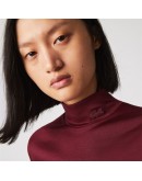 Lacoste women's blouse monochrome with high neckline Bordeaux 