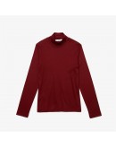 Lacoste women's blouse monochrome with high neckline Bordeaux 