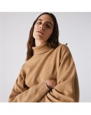 Lacoste women's knitted blouse with camel turtleneck