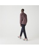 Lacoste Men's Plaid Shirt Regular Fit Bordeaux