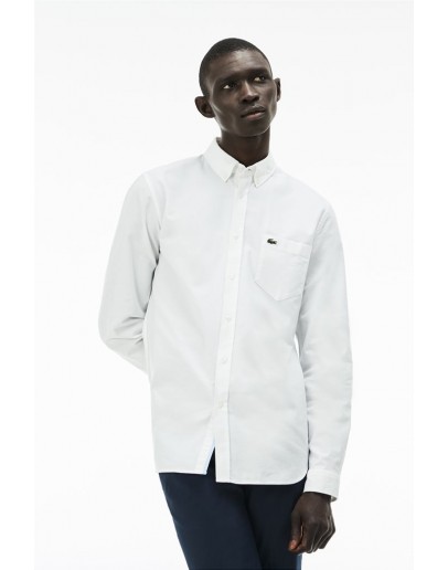 Lacoste men's shirt monochrome with pocket with logo White