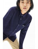 Lacoste men's shirt monochrome with pocket with logo Blue Dark