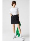 Lacoste women's mini denim skirt with embroidered logo Dark Blue