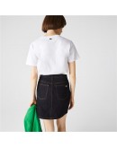 Lacoste women's mini denim skirt with embroidered logo Dark Blue