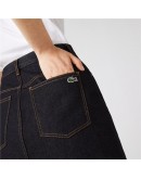 Lacoste women's mini denim skirt with embroidered logo Dark Blue