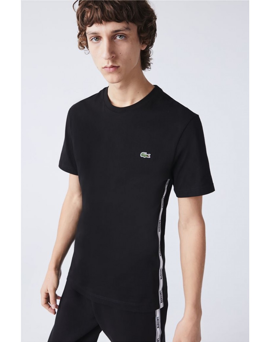 Fit with men\'s logo T-shirt Lacoste Black Regular embroidered monochrome