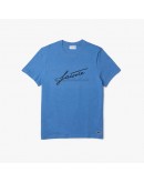 Men's Signature And Crocodile Print Crew Neck Cotton T-Shirt