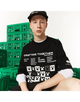 Men's Lacoste L!VE Collab Minecraft Loose Fit Organic Cotton T-Shirt