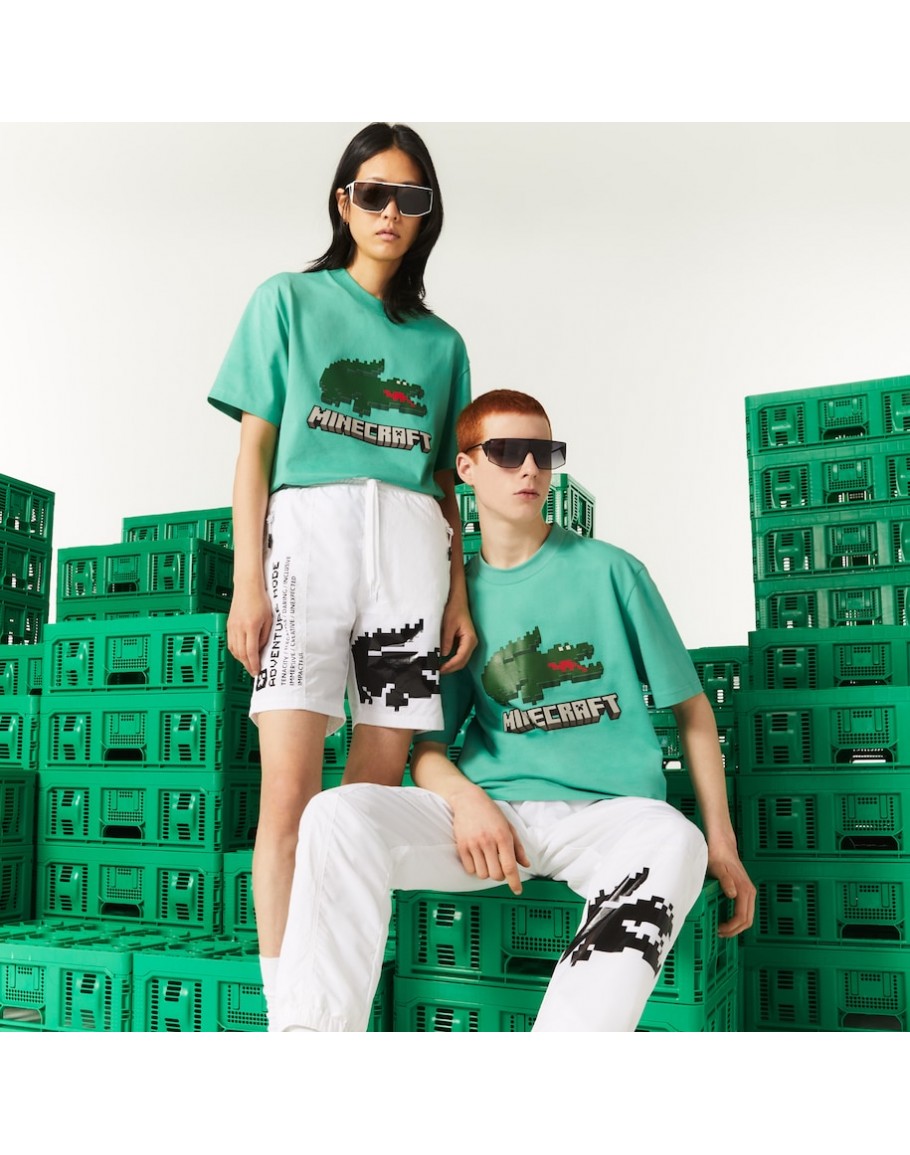 Lacoste White Minecraft Print Organic Cotton Short Sleeve T-Shirt, Size  X-Large TH5038-001 - Apparel - Jomashop